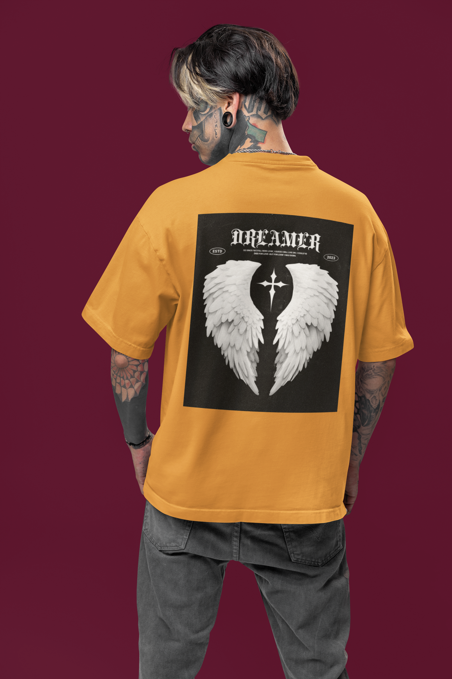 π€ DREAMER Angel Wings Oversized T-Shirt | Vintage Gothic Streetwear (Unisex)