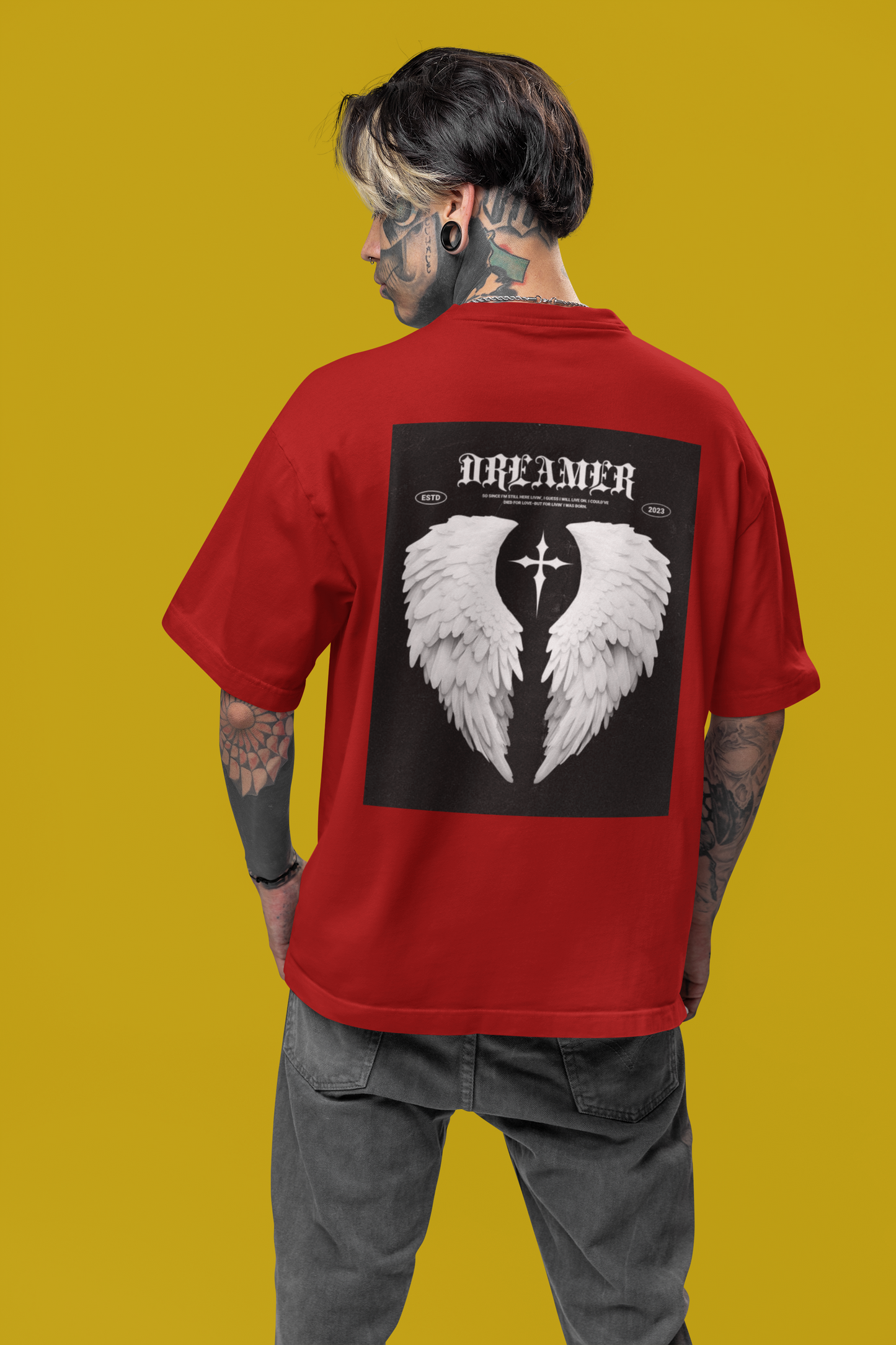 π€ DREAMER Angel Wings Oversized T-Shirt | Vintage Gothic Streetwear (Unisex)