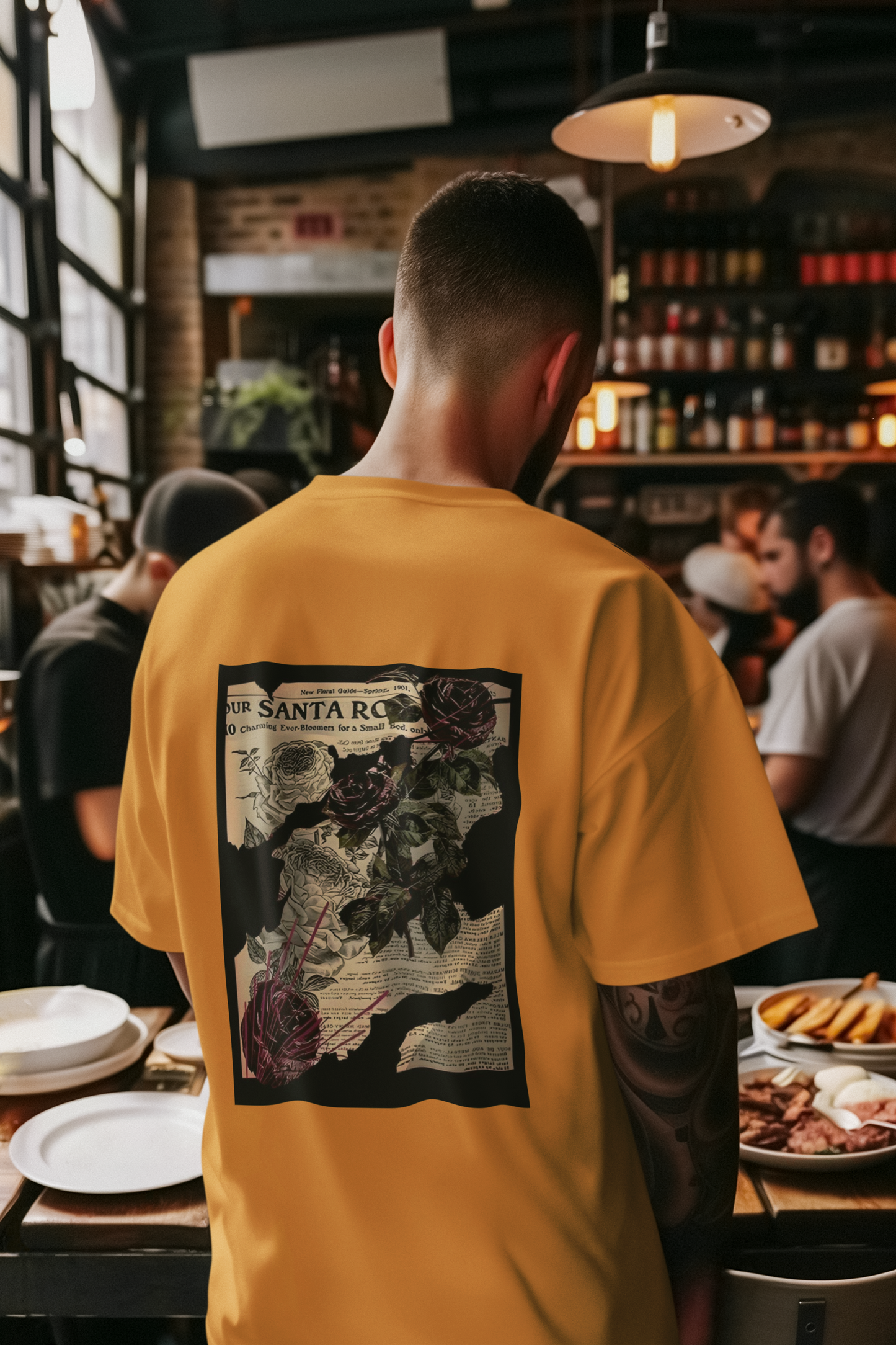 Santa Rosa Bloom” – Oversized Vintage Rose Collage Tee