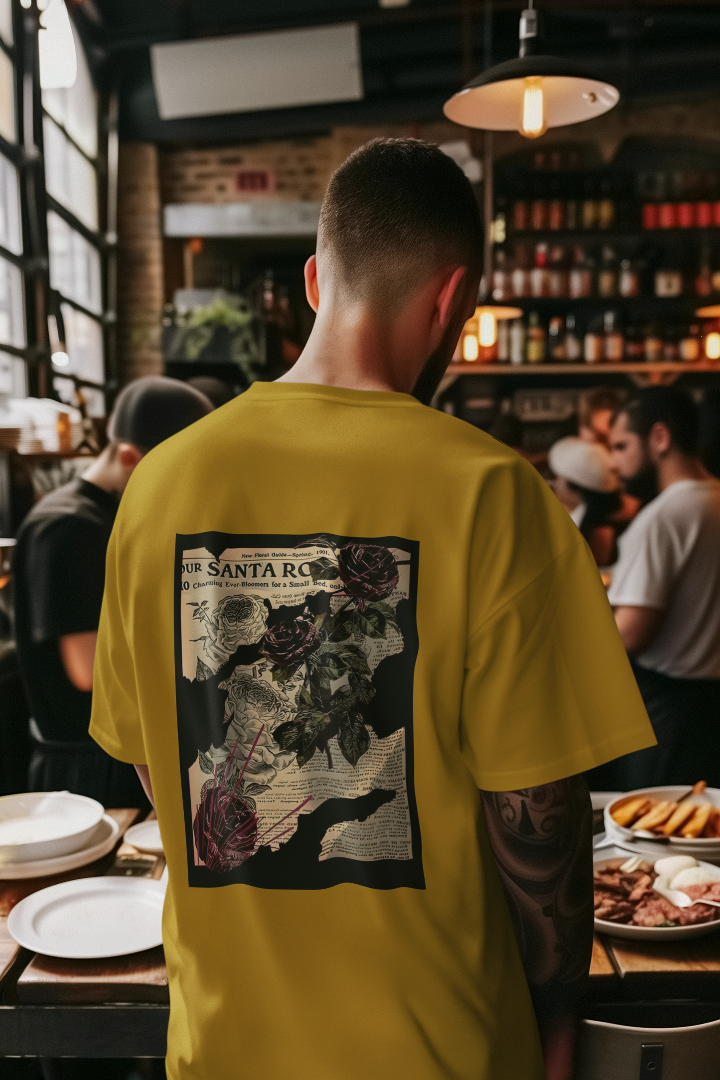Santa Rosa Bloom” – Oversized Vintage Rose Collage Tee