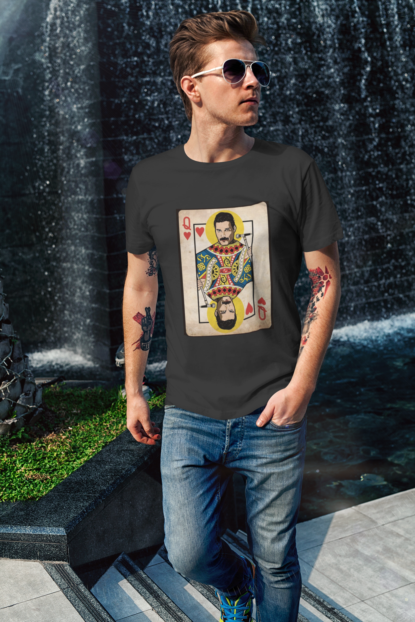 Freddie Mercury Queen of Hearts Art Print – Rock Legend Playing Card Poster