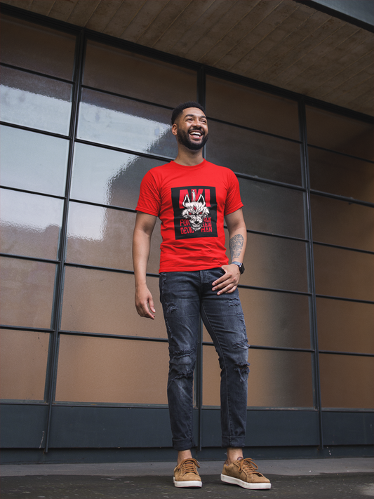 🔥 AKI – Fox Devil Chainsaw Man T-Shirt | Red & White Anime Graphic Tee